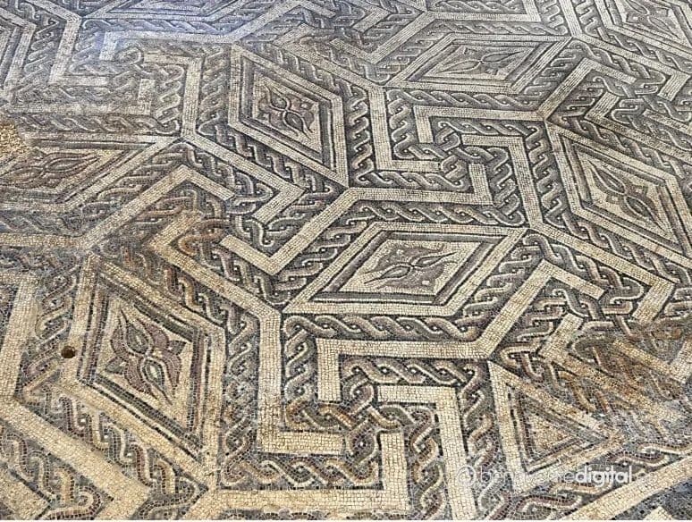 Mosaico en la Villa Romana de Camarzana. FOTO: Benavente Digital